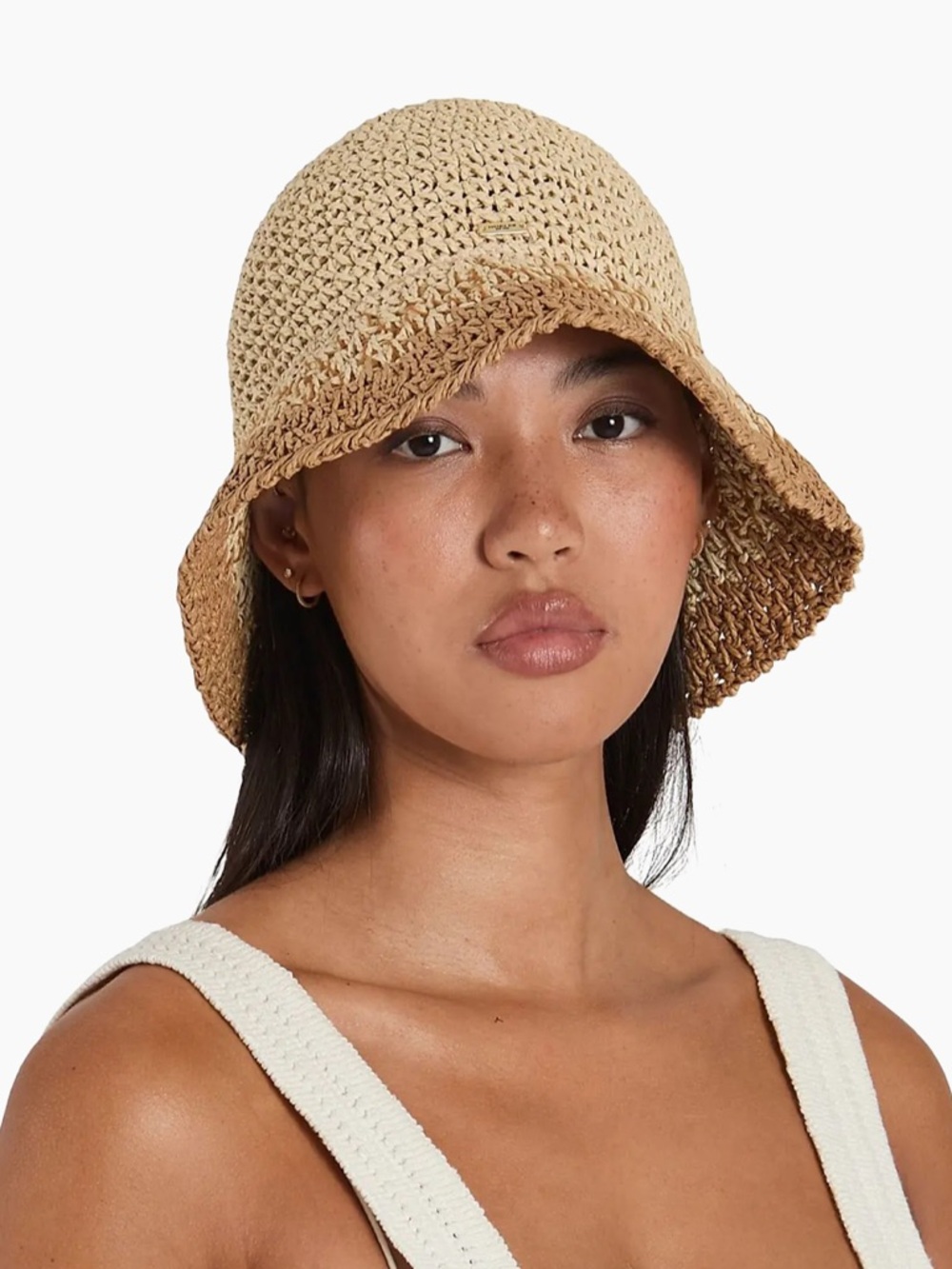 Eugenia Kim Woven Two-Tone Straw Bucket Hat - Natural/Tan